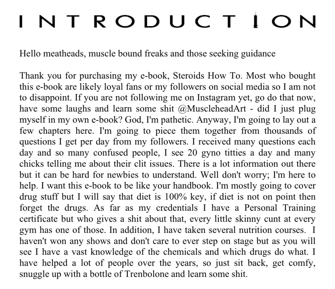 STEROIDS HOW TO By Tyler Musclehead Baumann